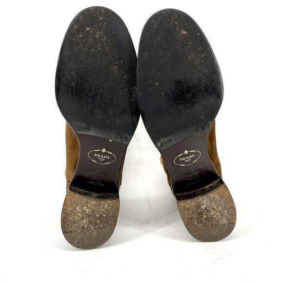 Prada brown suede‎ colorblock riding boots (35.5 / US 5) - Picture 10 of 13